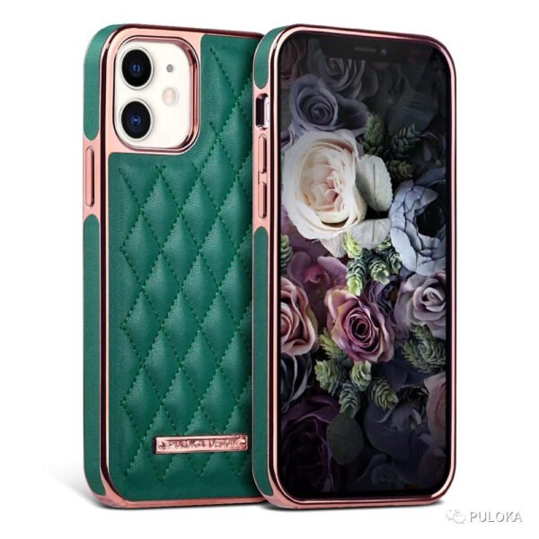 iPhone 11 Royal Vegan Leather Cover Daimond Pattern Electroplated