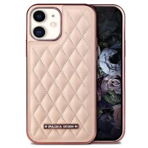 iPhone 11  Royal Vegan Leather Cover Daimond Pattern Electroplated Back Case Compatible for Apple iPhone 11  - Pink