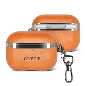 PULOKA Airpods 3 Case with Keychain PU Leather Cover for 3rd Gen. Beige