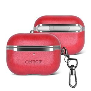 PULOKA Airpods 3 Case with Keychain PU Leather Cover for 3rd Gen. – Red