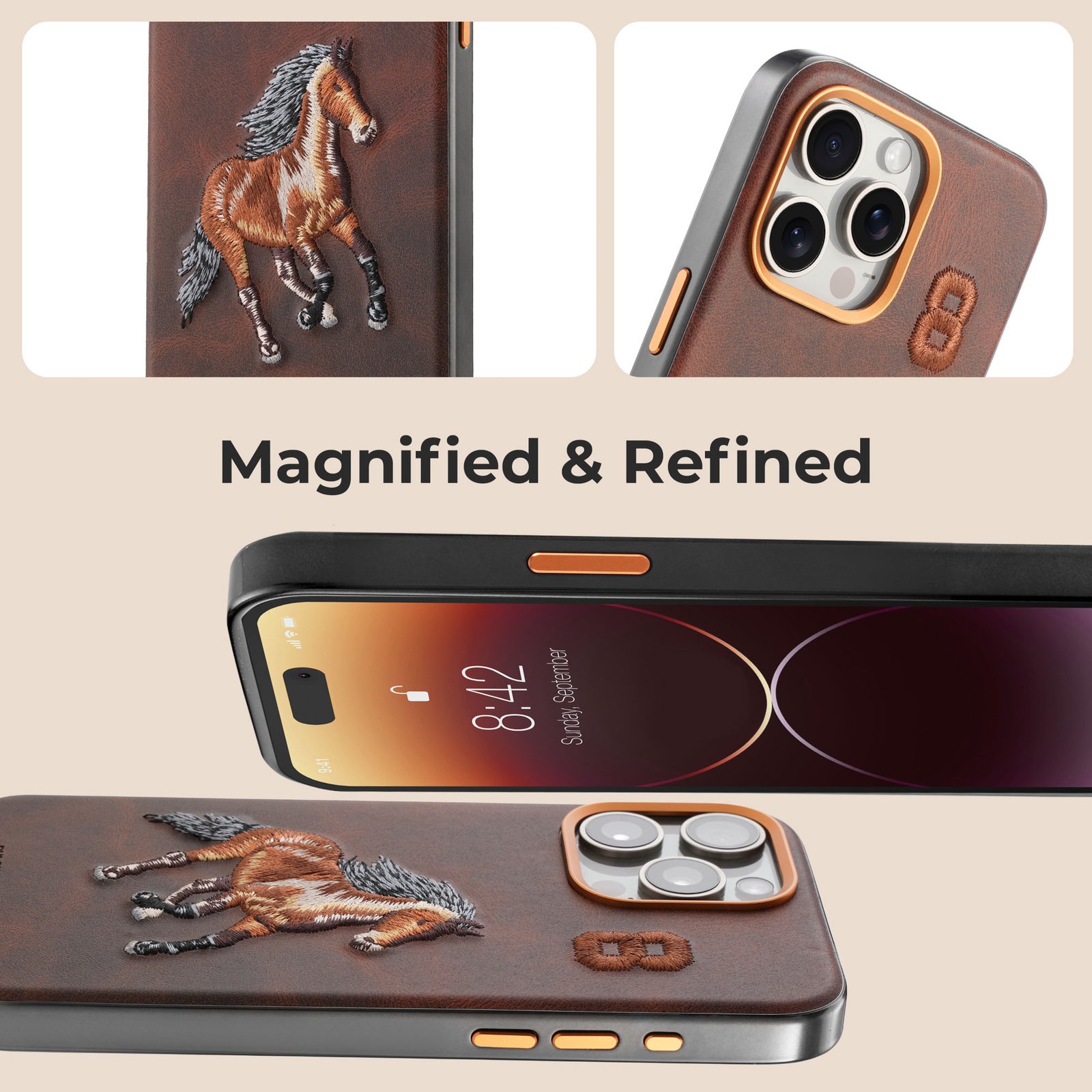 Buy Horse Embroidery Mobile Cover for iPhone 15 PRO MAX