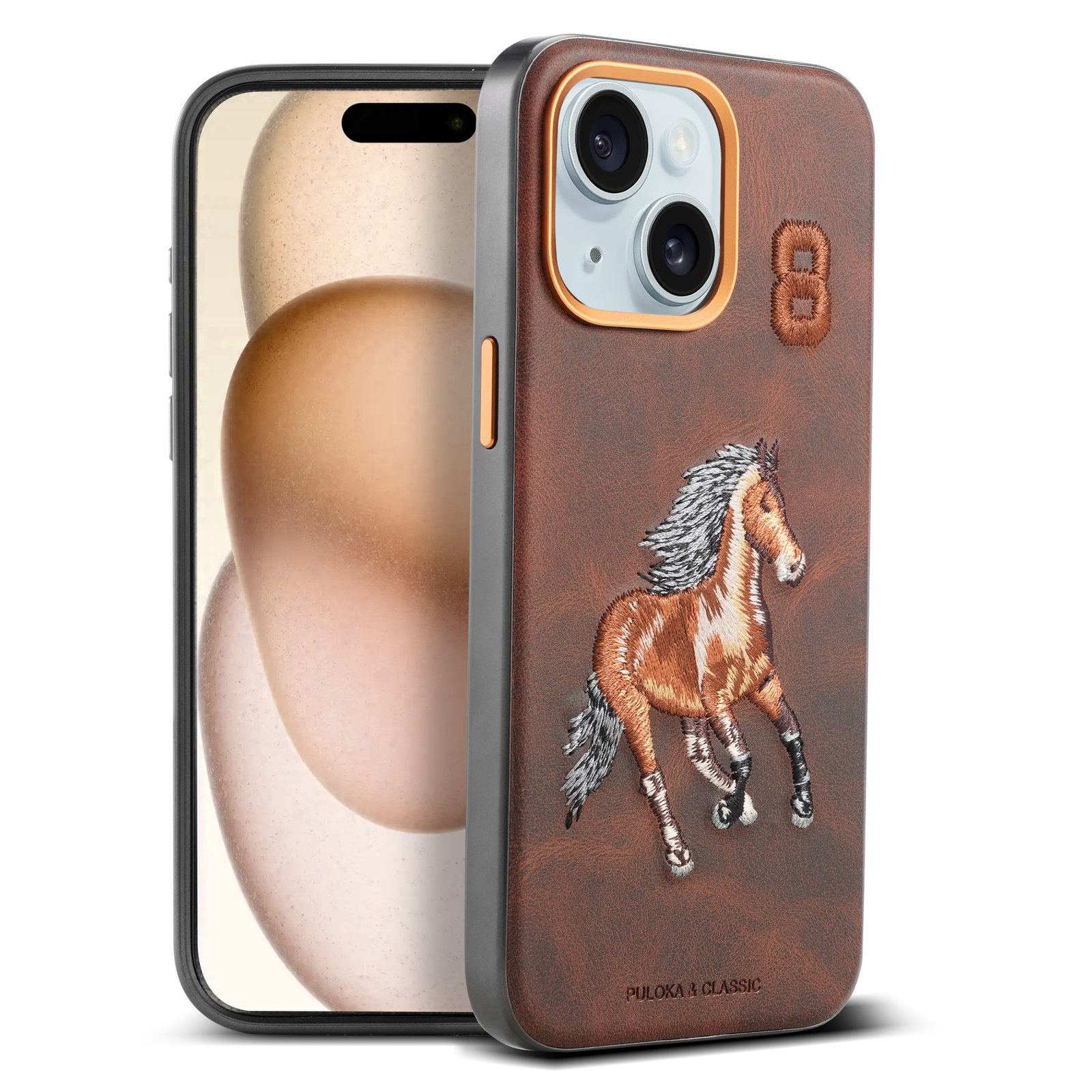 Mobile Cover for iPhone 14 Horse Embroidery Sleek Stylish  Protective Anti Scratch Phone Cover Leather Back Case Men Women  Santa